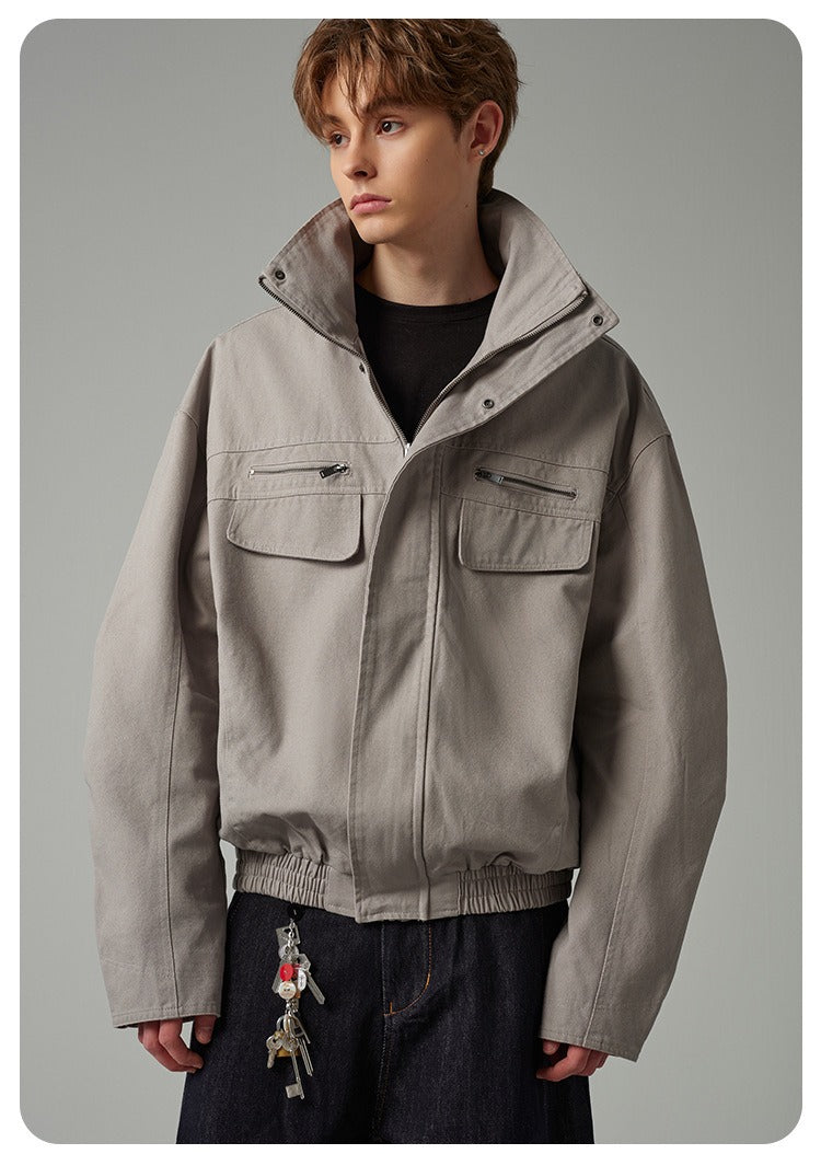 American Style Cropped Workwear Jacket Loose & Washed
