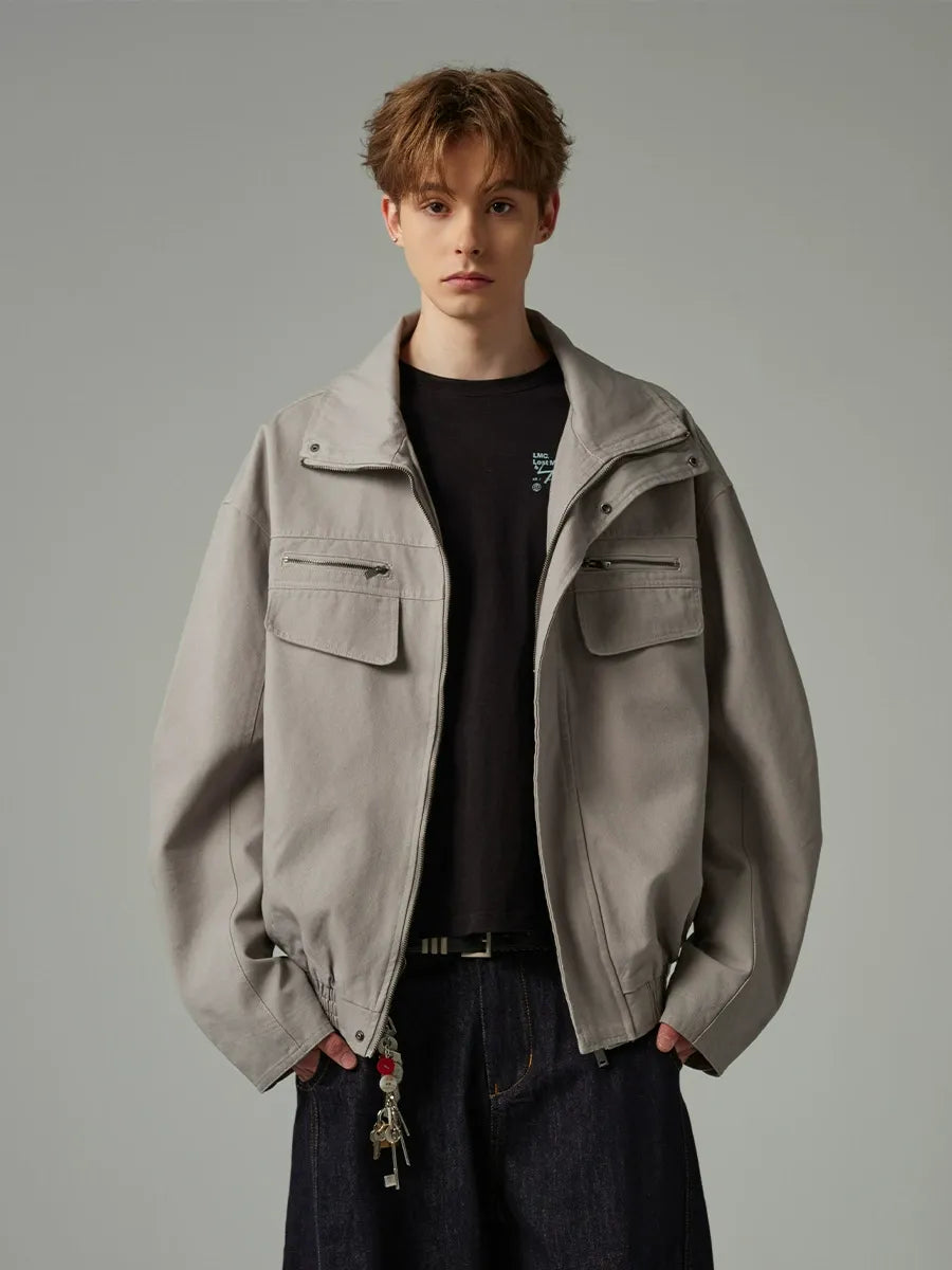 American Style Cropped Workwear Jacket Loose & Washed