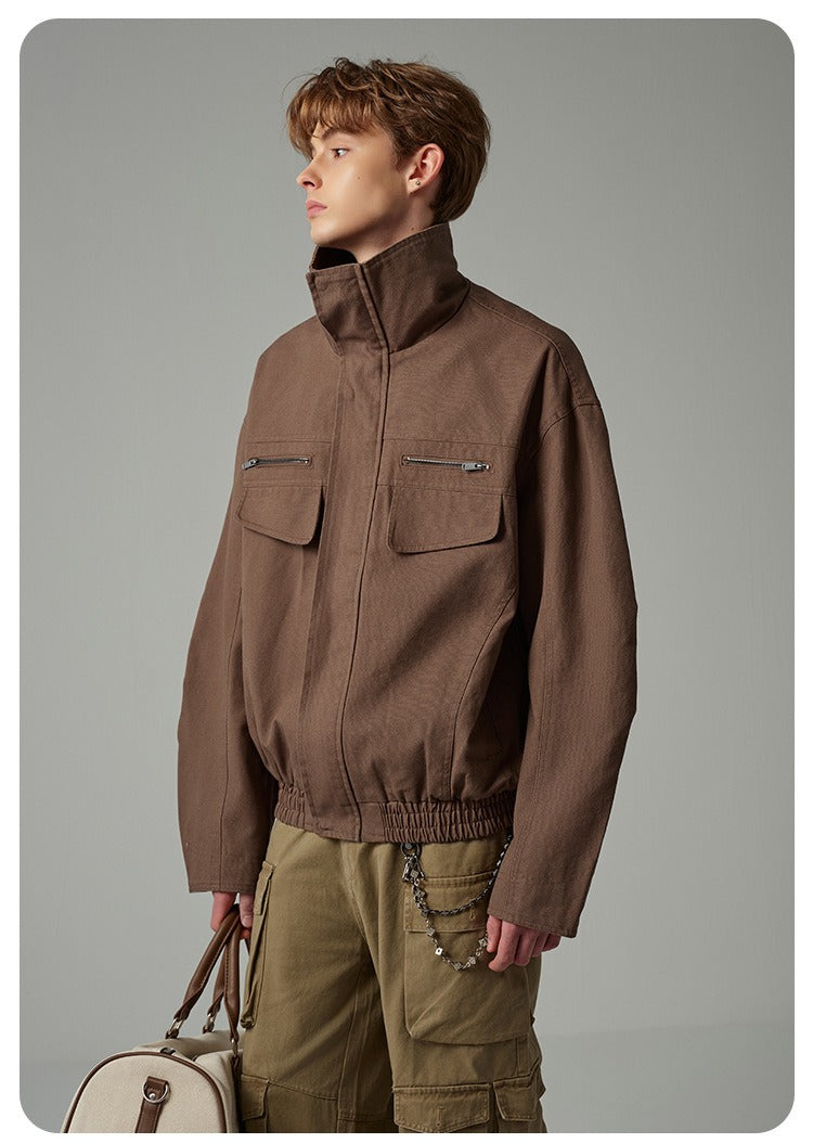 American Style Cropped Workwear Jacket Loose & Washed