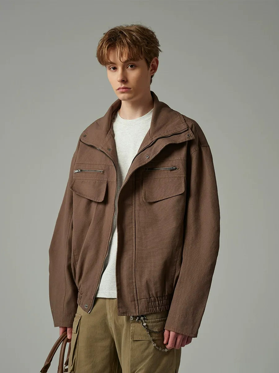 American Style Cropped Workwear Jacket Loose & Washed