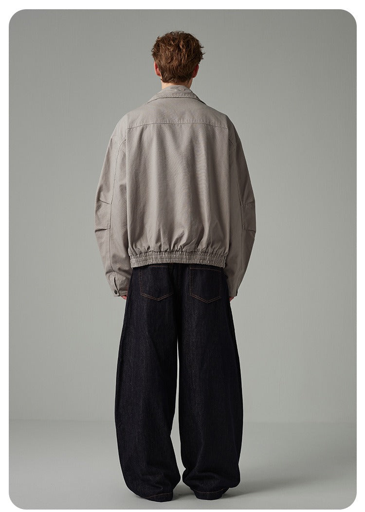 American Style Cropped Workwear Jacket Loose & Washed