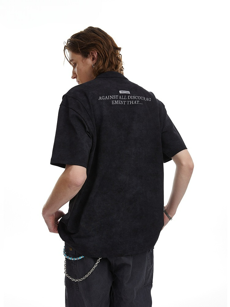Clean Fit Deconstructed Zip Henley T-Shirt