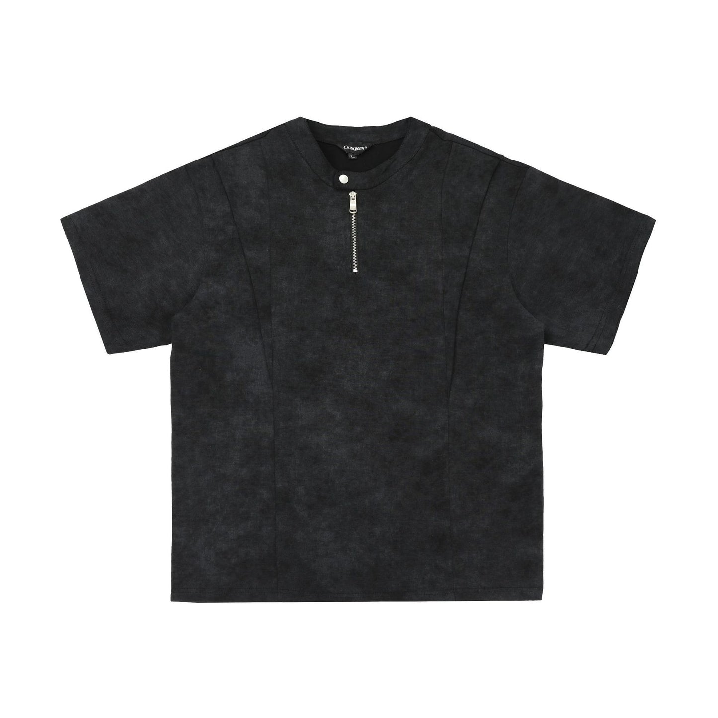 Clean Fit Deconstructed Zip Henley T-Shirt