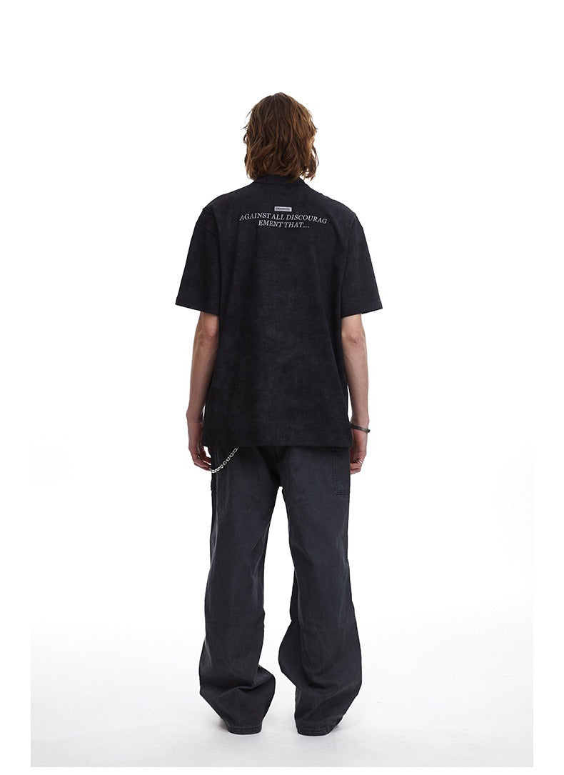 Clean Fit Deconstructed Zip Henley T-Shirt