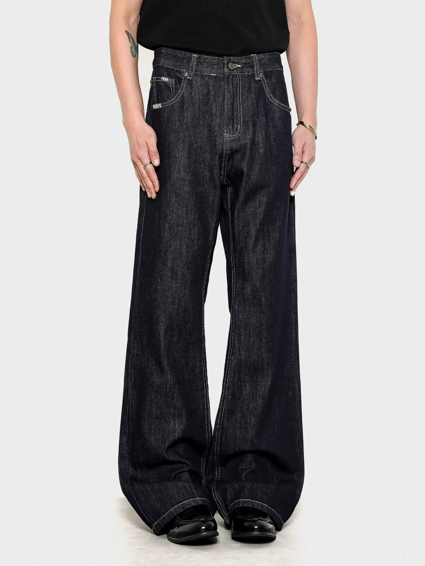 Clean Fit Flared Jeans Smart Casual Indigo Denim