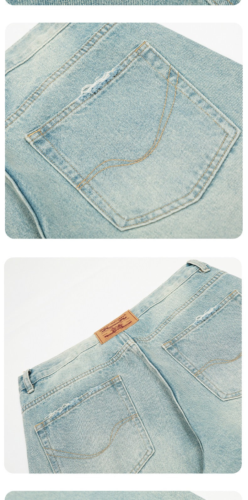 Cleanfit Baggy Jeans Light Wash Wide Leg Denim Jeans