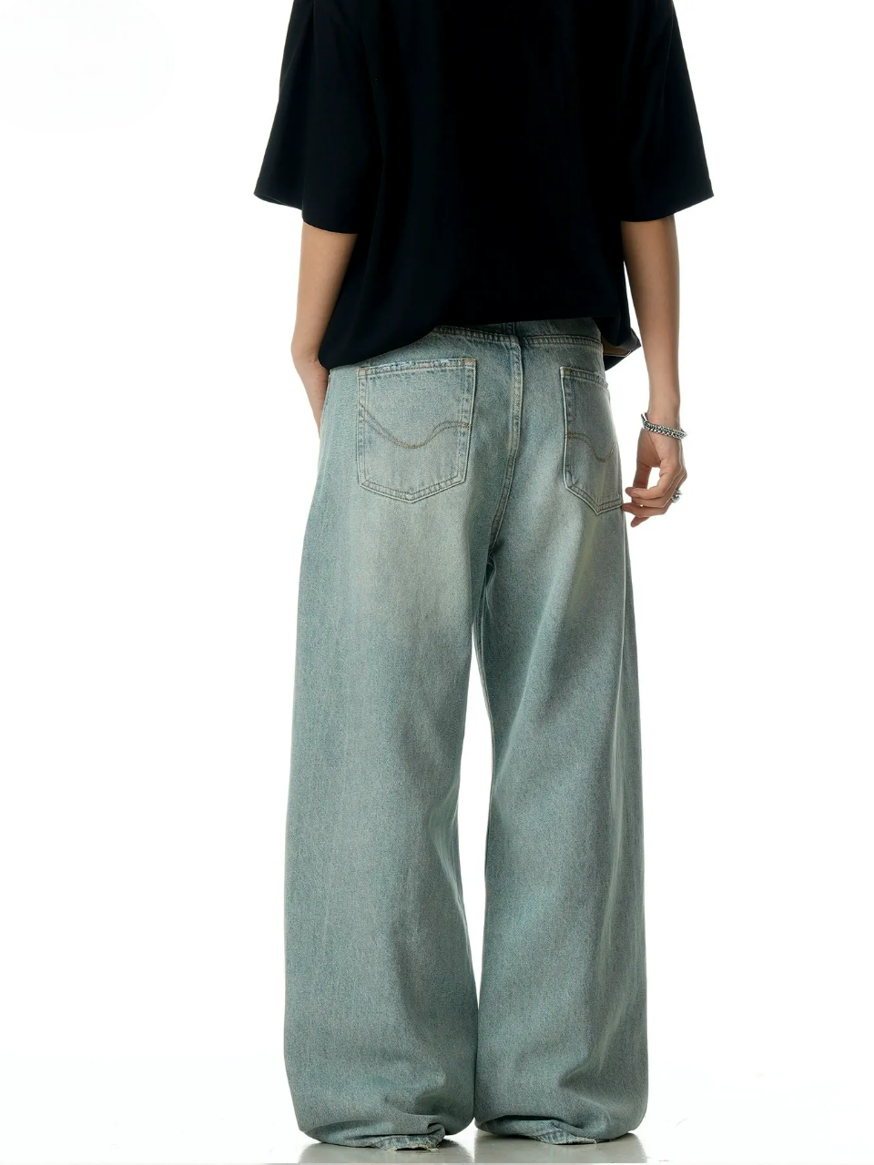 Cleanfit Baggy Jeans Light Wash Wide Leg Denim Jeans