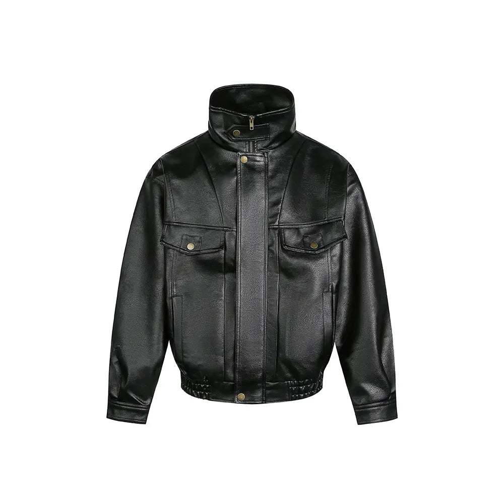 Cleanfit Faux Leather Jacket Stand Collar Retro Style