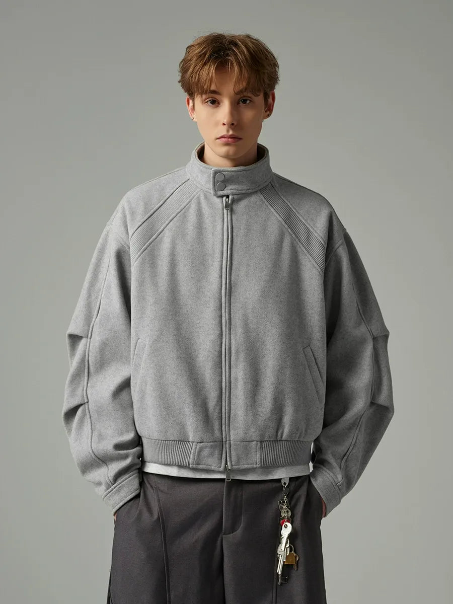 Cleanfit Heavyweight Stand Collar Jacket Panelled Design