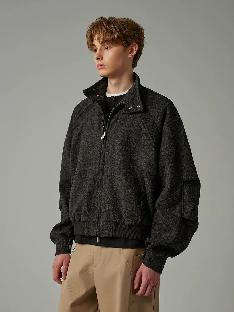 Cleanfit Heavyweight Stand Collar Jacket Panelled Design