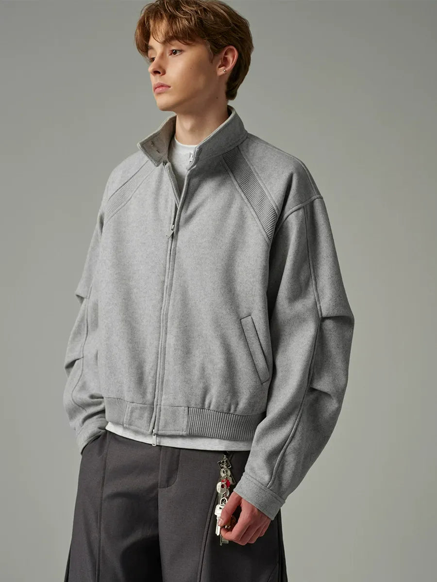 Cleanfit Heavyweight Stand Collar Jacket Panelled Design