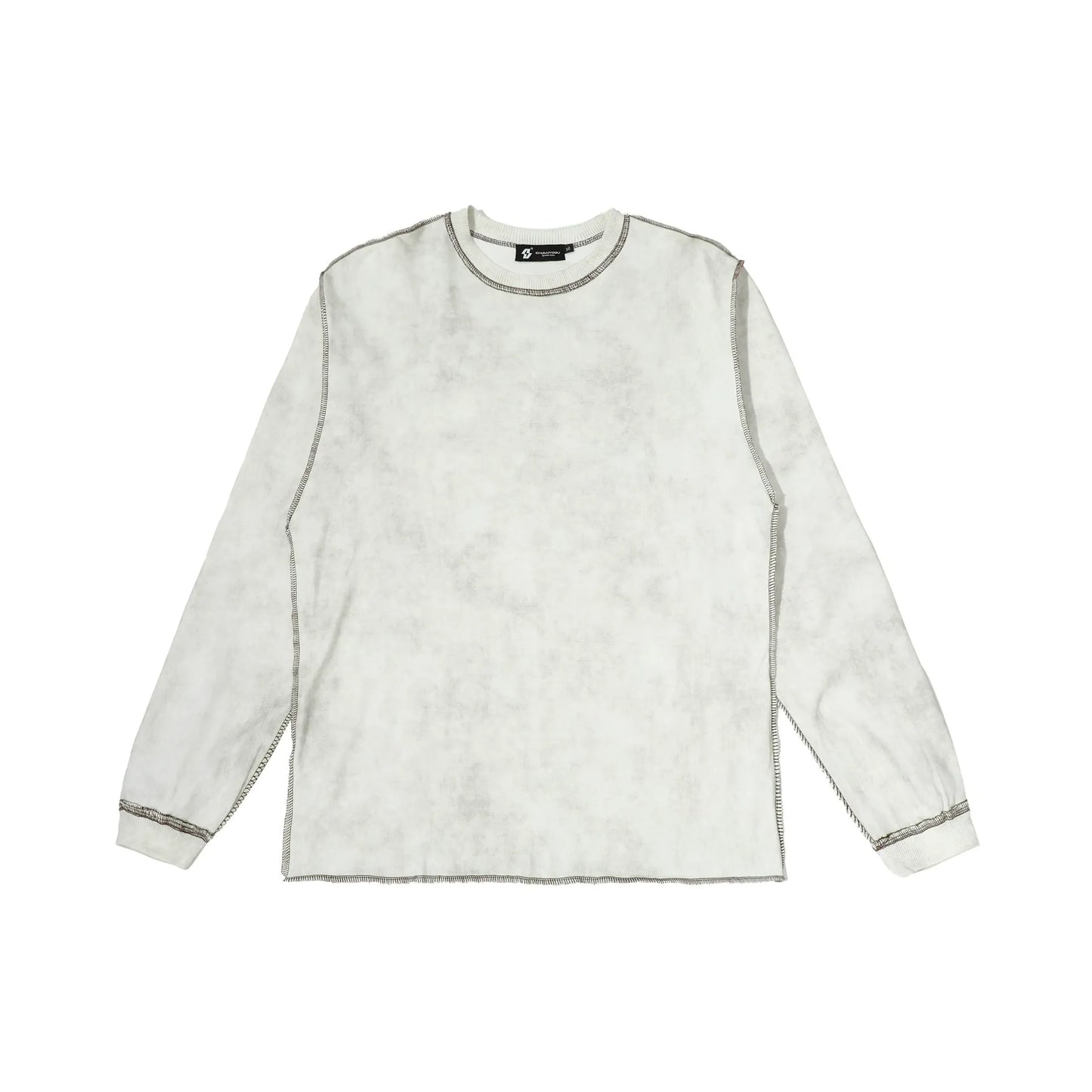 Contrast Stitch Washed Pullover Relaxed Fit Crewneck Sweatshirt