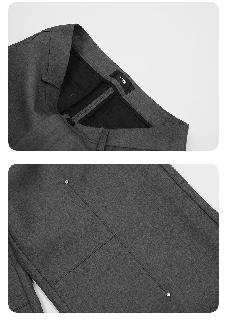 Destruction Bootcut Suit Pants With Rivet Design