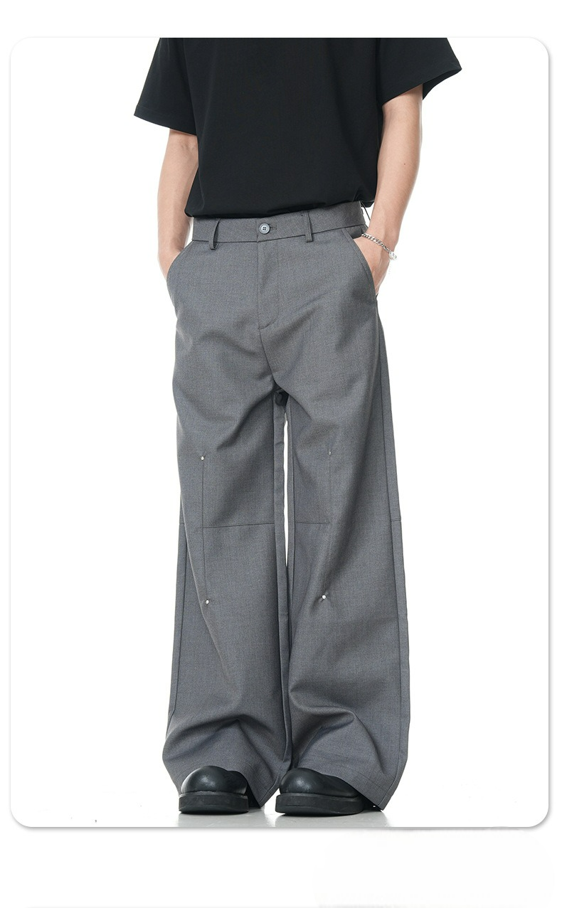 Destruction Bootcut Suit Pants With Rivet Design
