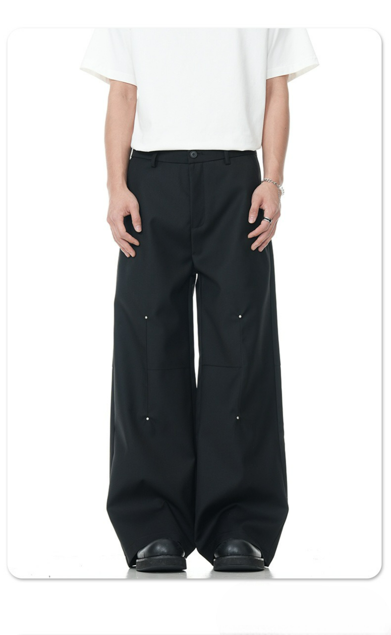 Destruction Bootcut Suit Pants With Rivet Design