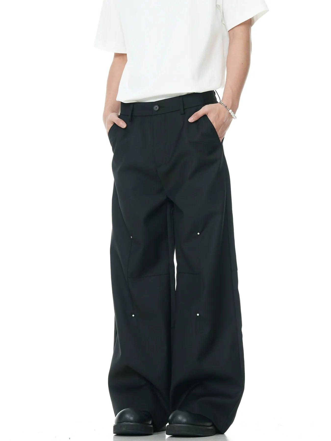 Destruction Bootcut Suit Pants With Rivet Design