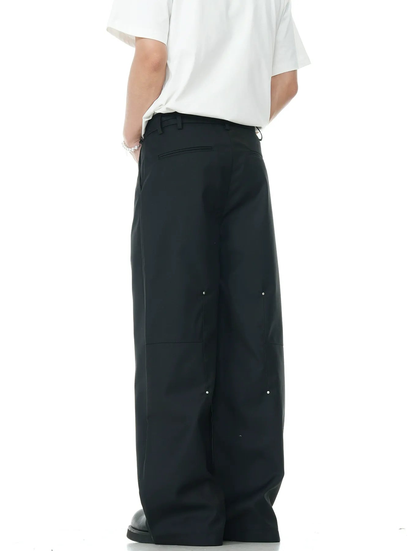 Destruction Bootcut Suit Pants With Rivet Design