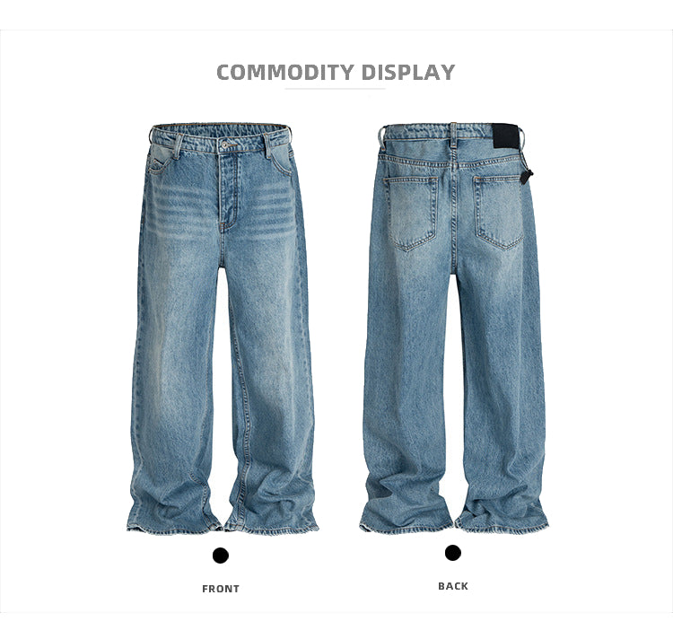 Distressed Baggy Jeans Washed Straight Leg Denim Jeans