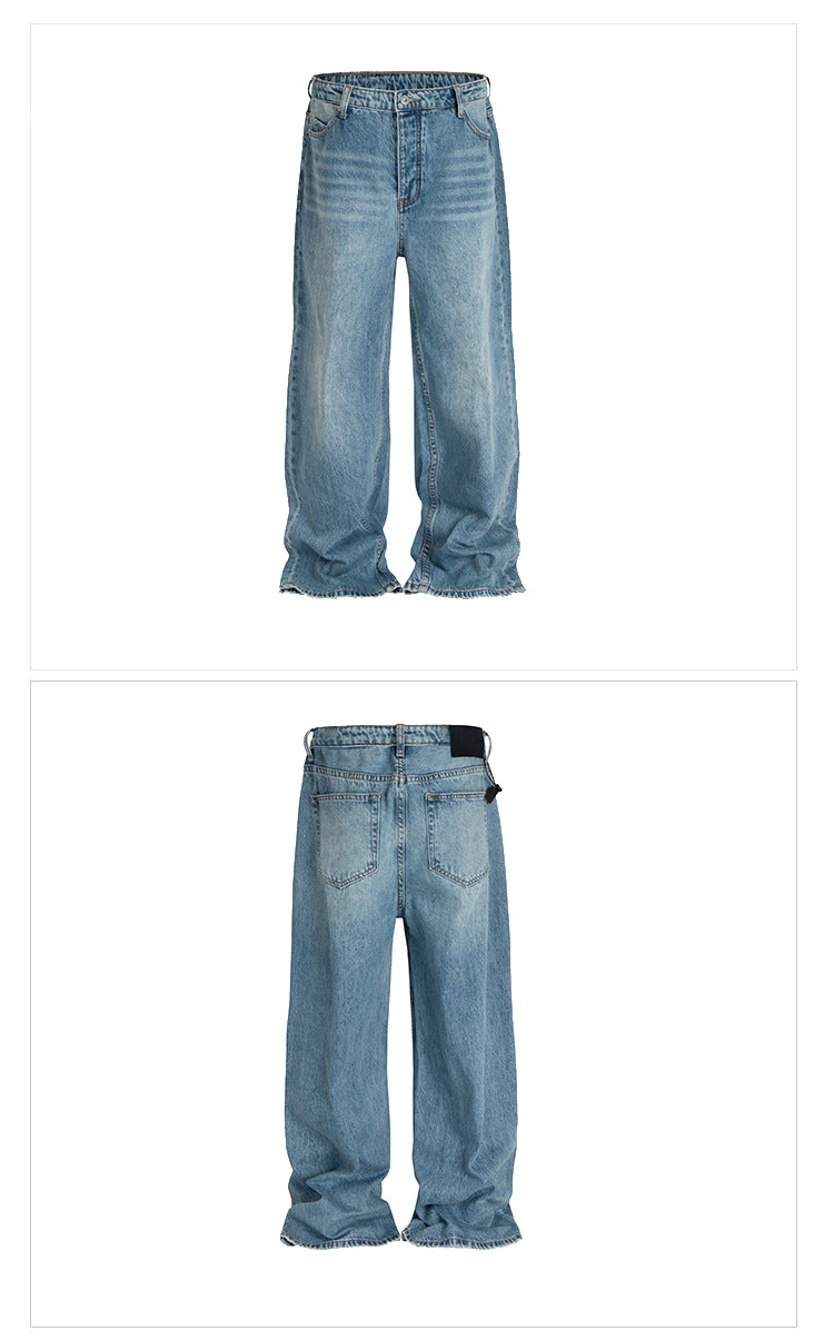 Distressed Baggy Jeans Washed Straight Leg Denim Jeans