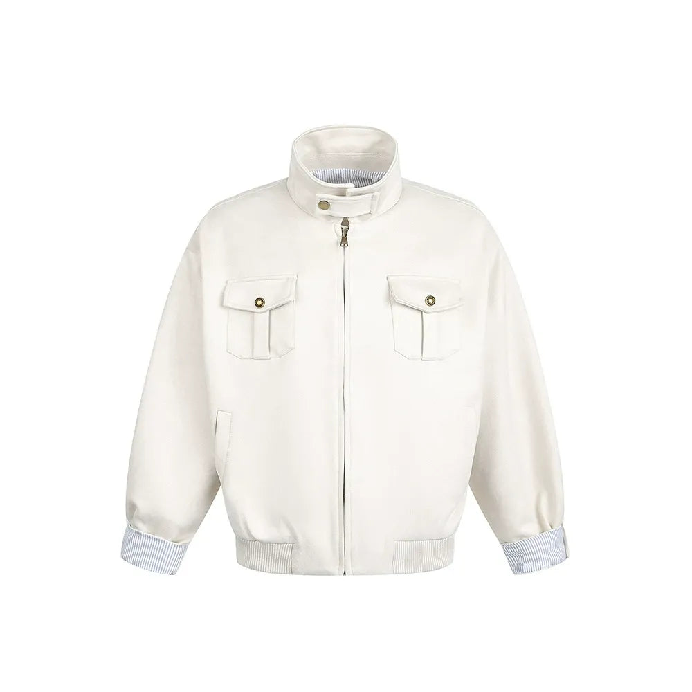 Faux Suede Cropped Workwear Jacket