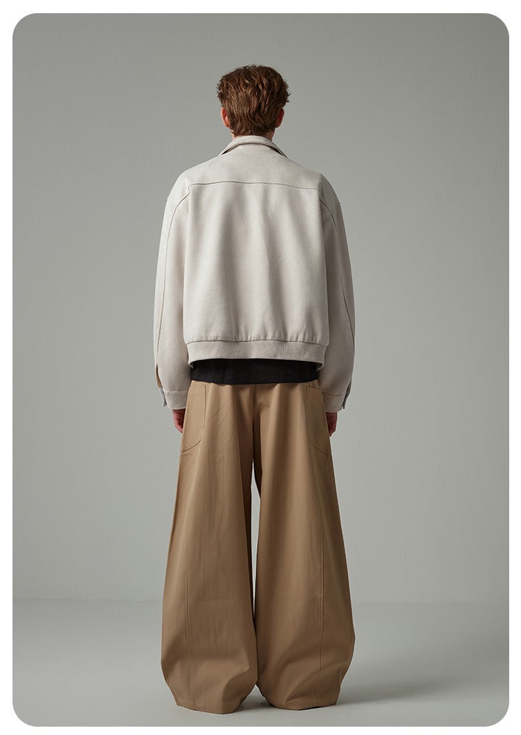 Faux Suede Cropped Workwear Jacket