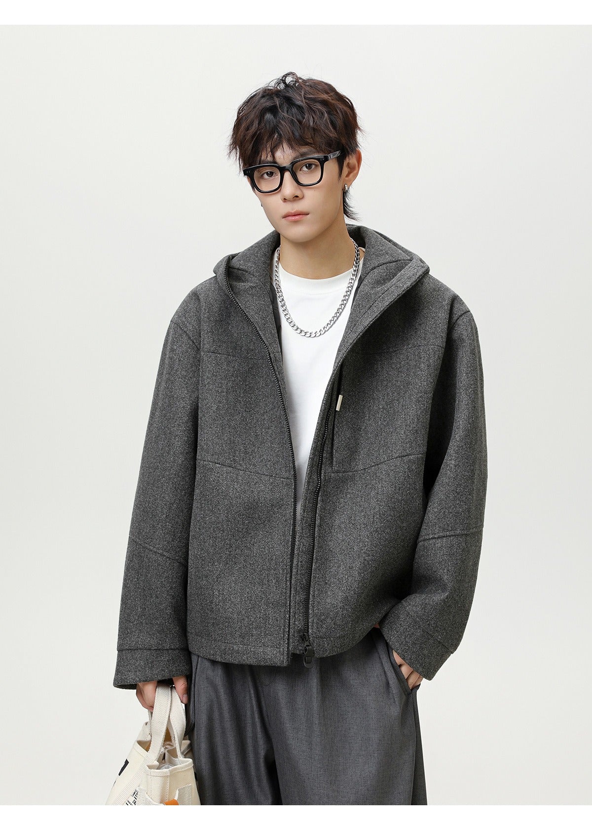 Heavyweight Wool Blend Hooded Jacket Classic & Warm