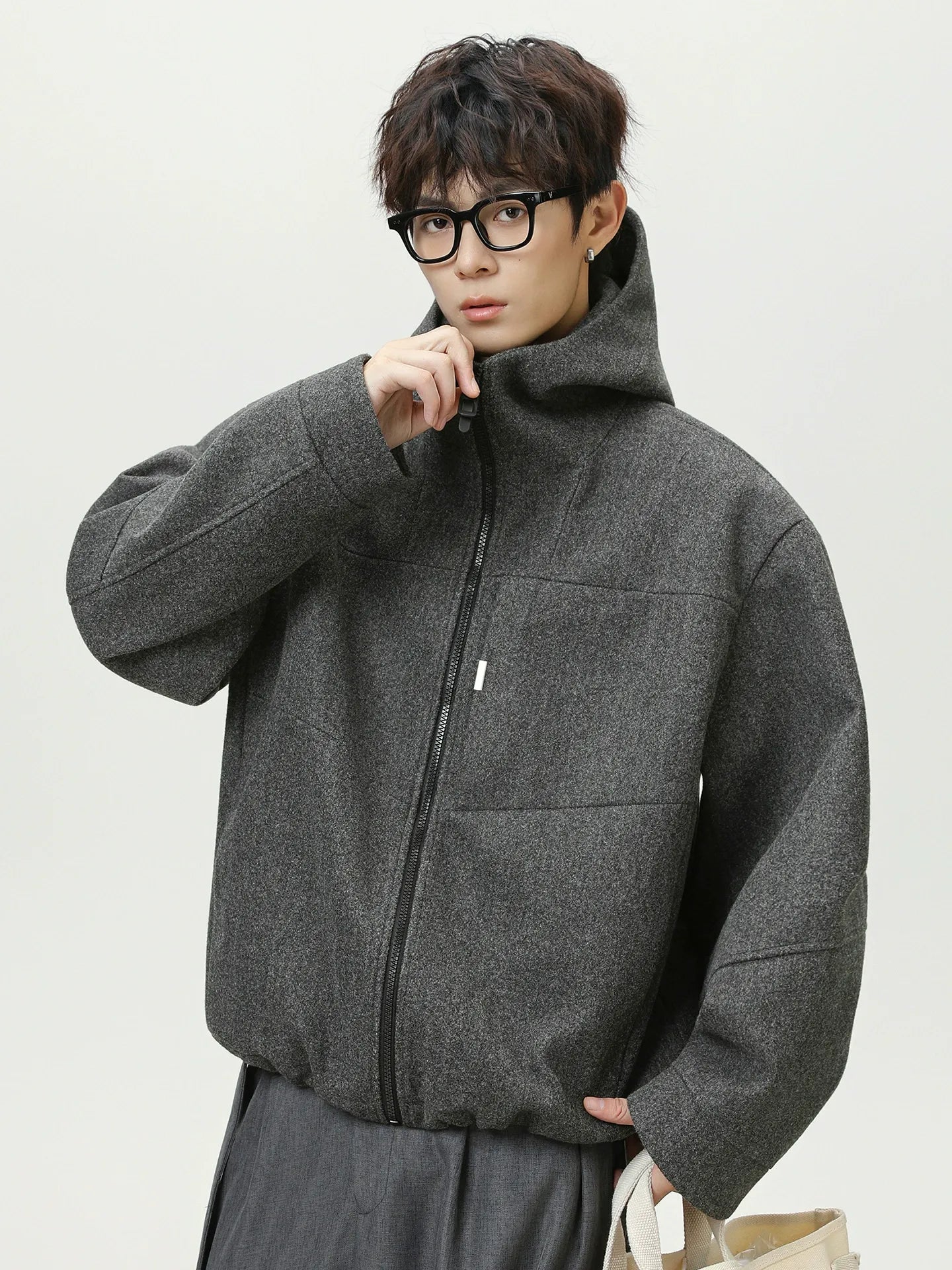 Heavyweight Wool Blend Hooded Jacket Classic & Warm