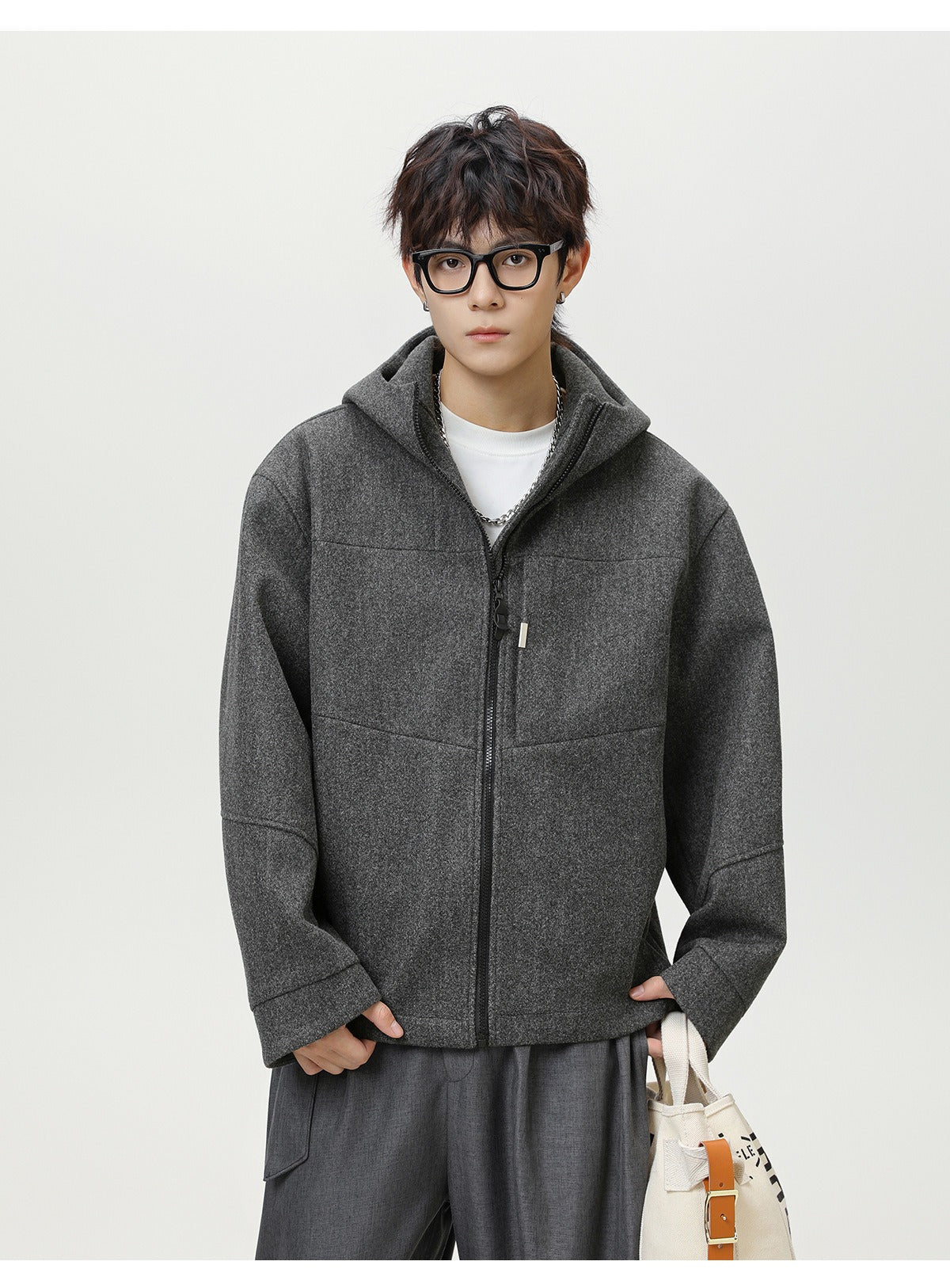 Heavyweight Wool Blend Hooded Jacket Classic & Warm