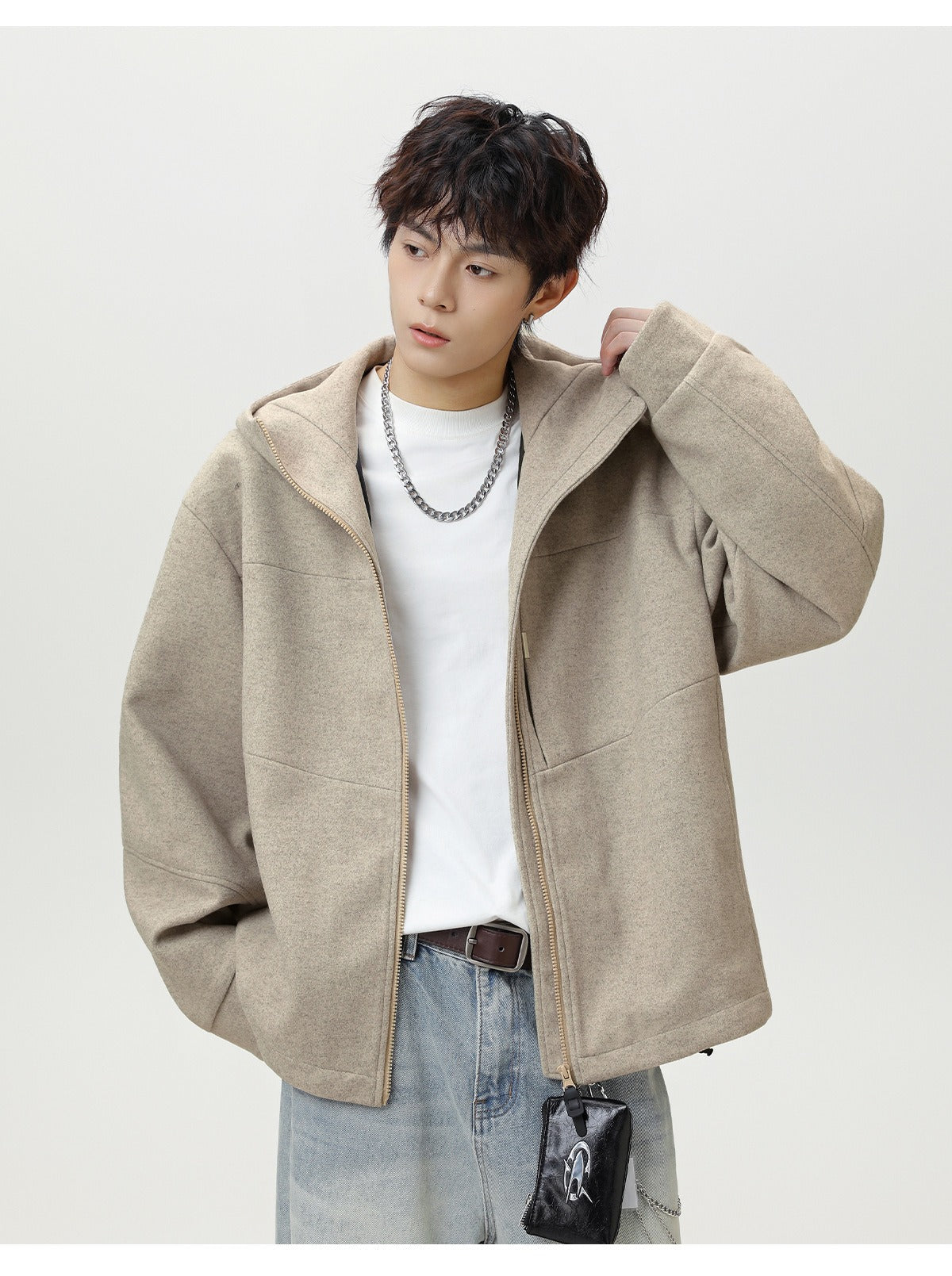 Heavyweight Wool Blend Hooded Jacket Classic & Warm
