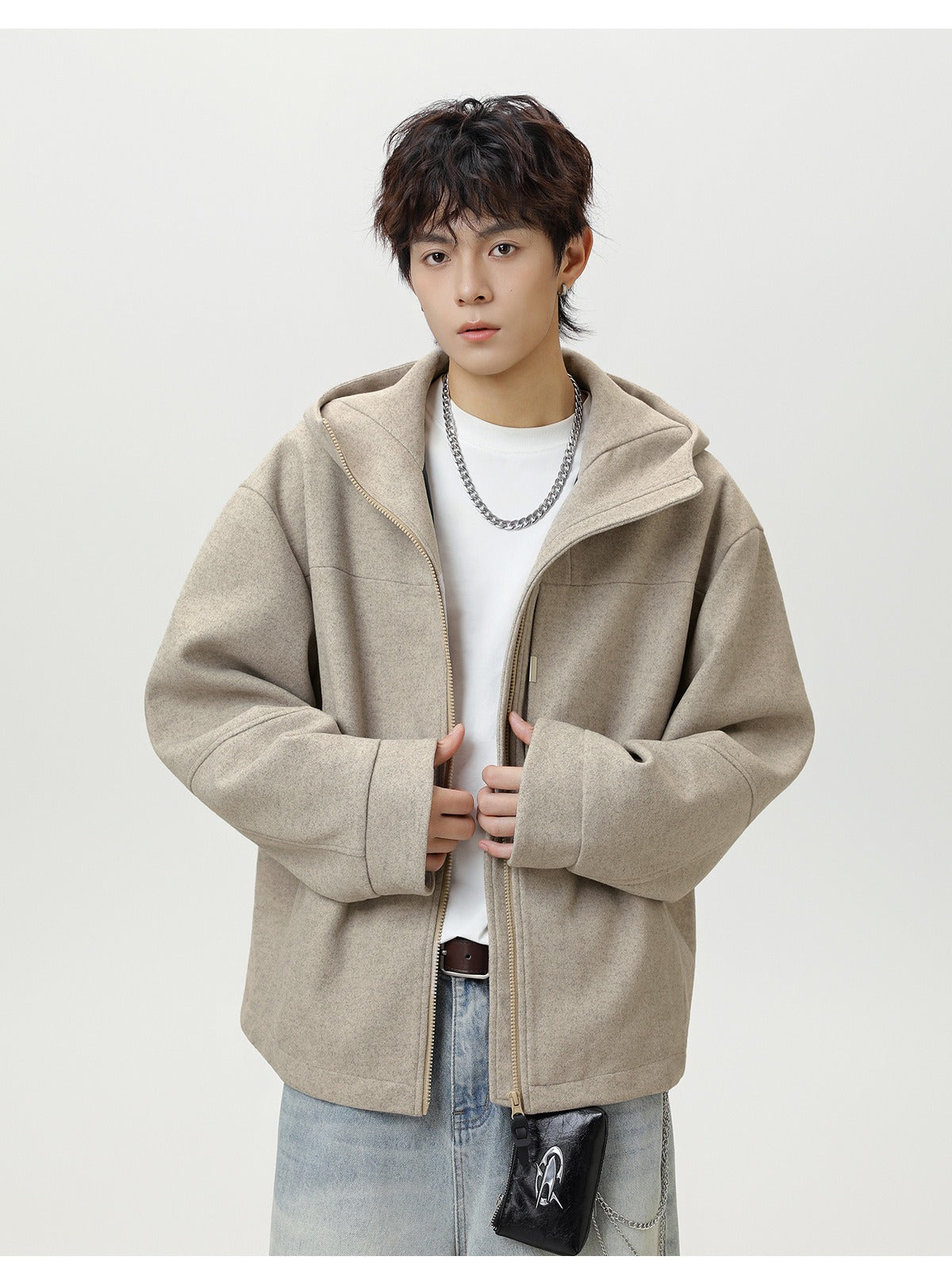 Heavyweight Wool Blend Hooded Jacket Classic & Warm
