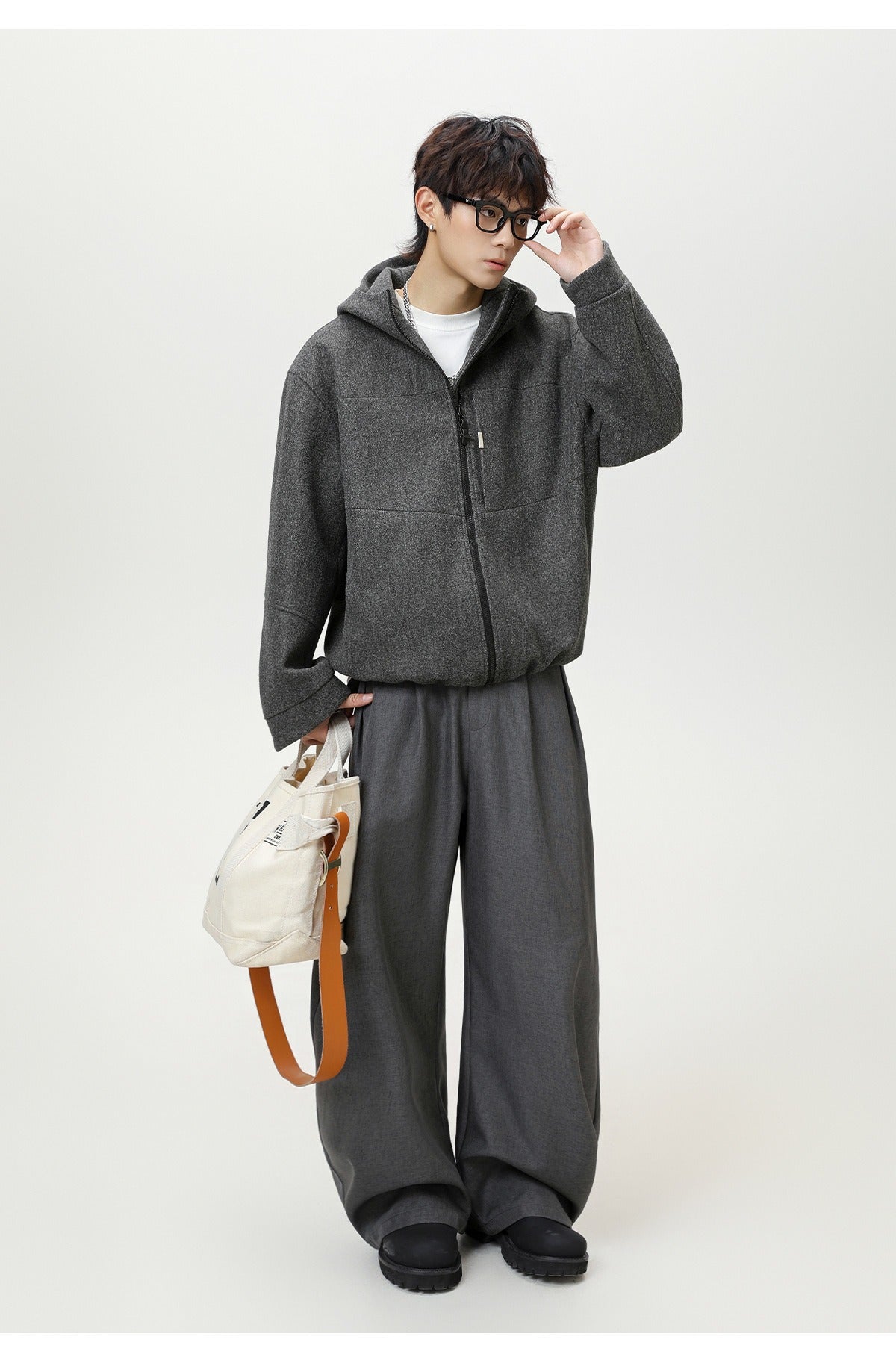 Heavyweight Wool Blend Hooded Jacket Classic & Warm