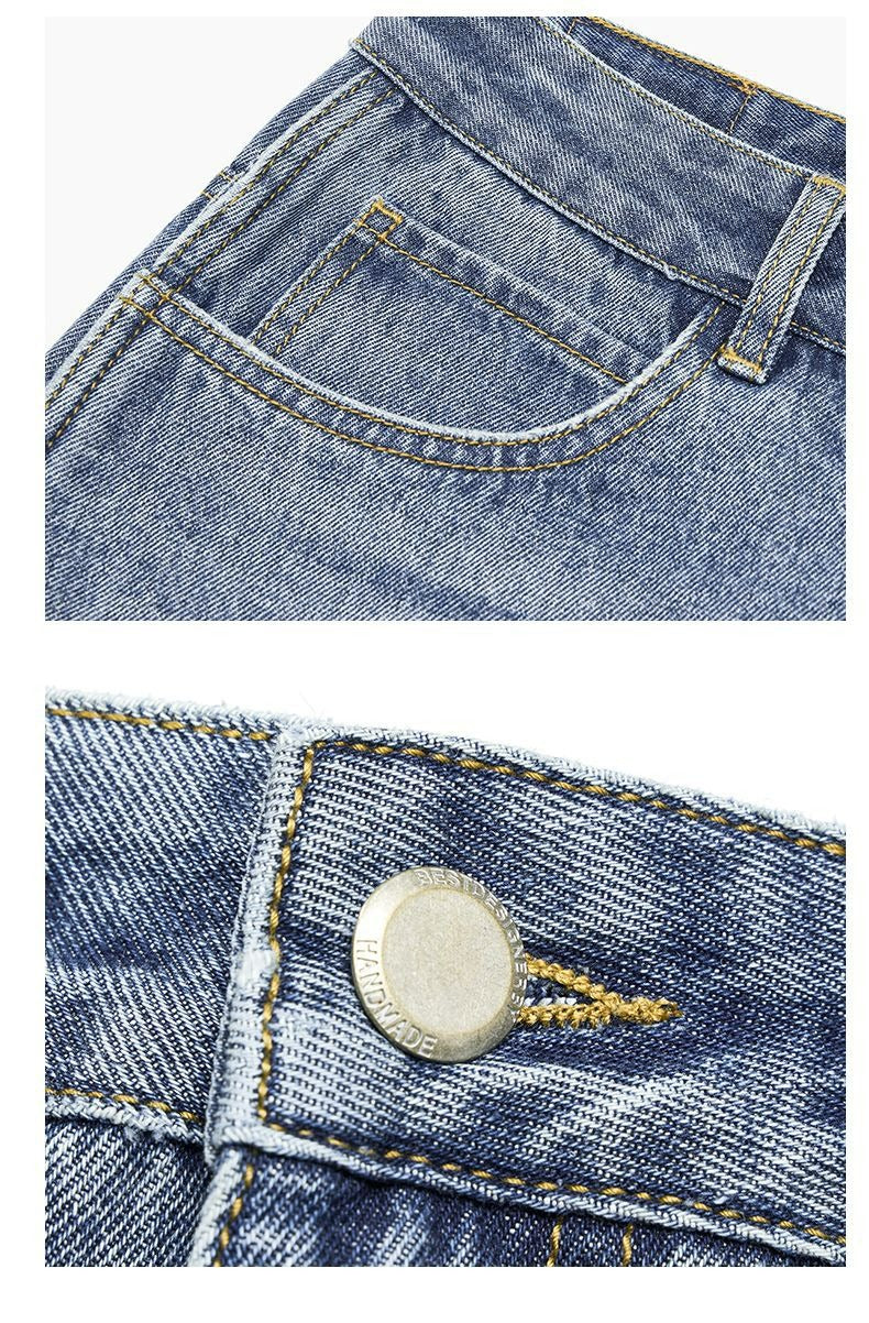 High Waisted Straight Leg Jeans With Faded Detail