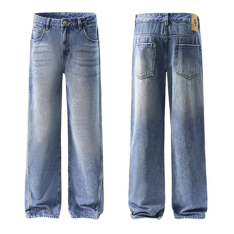 High Waisted Straight Leg Jeans With Faded Detail