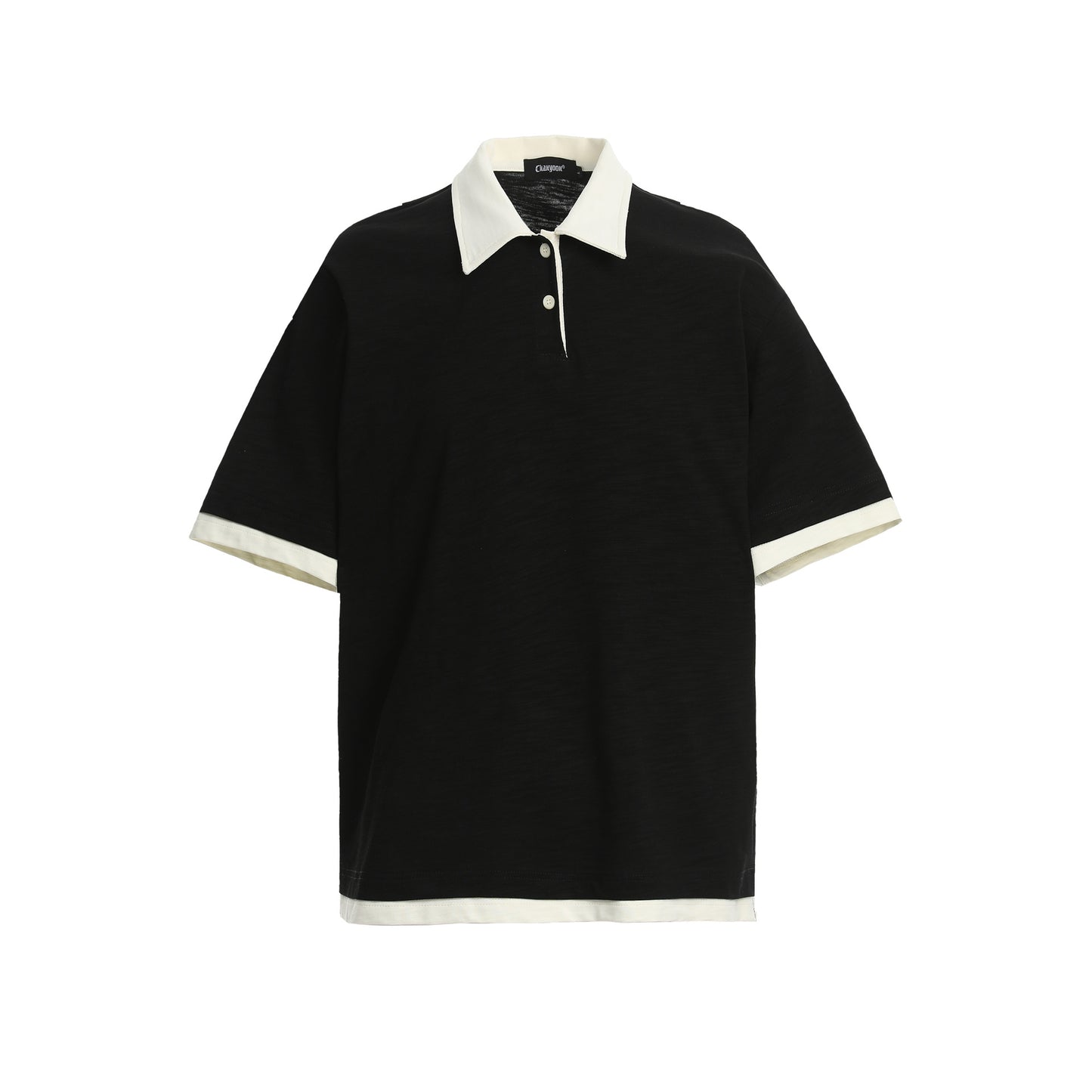 Contrasting Layered Polo Tee Retro Fake Two Piece Collar Tee