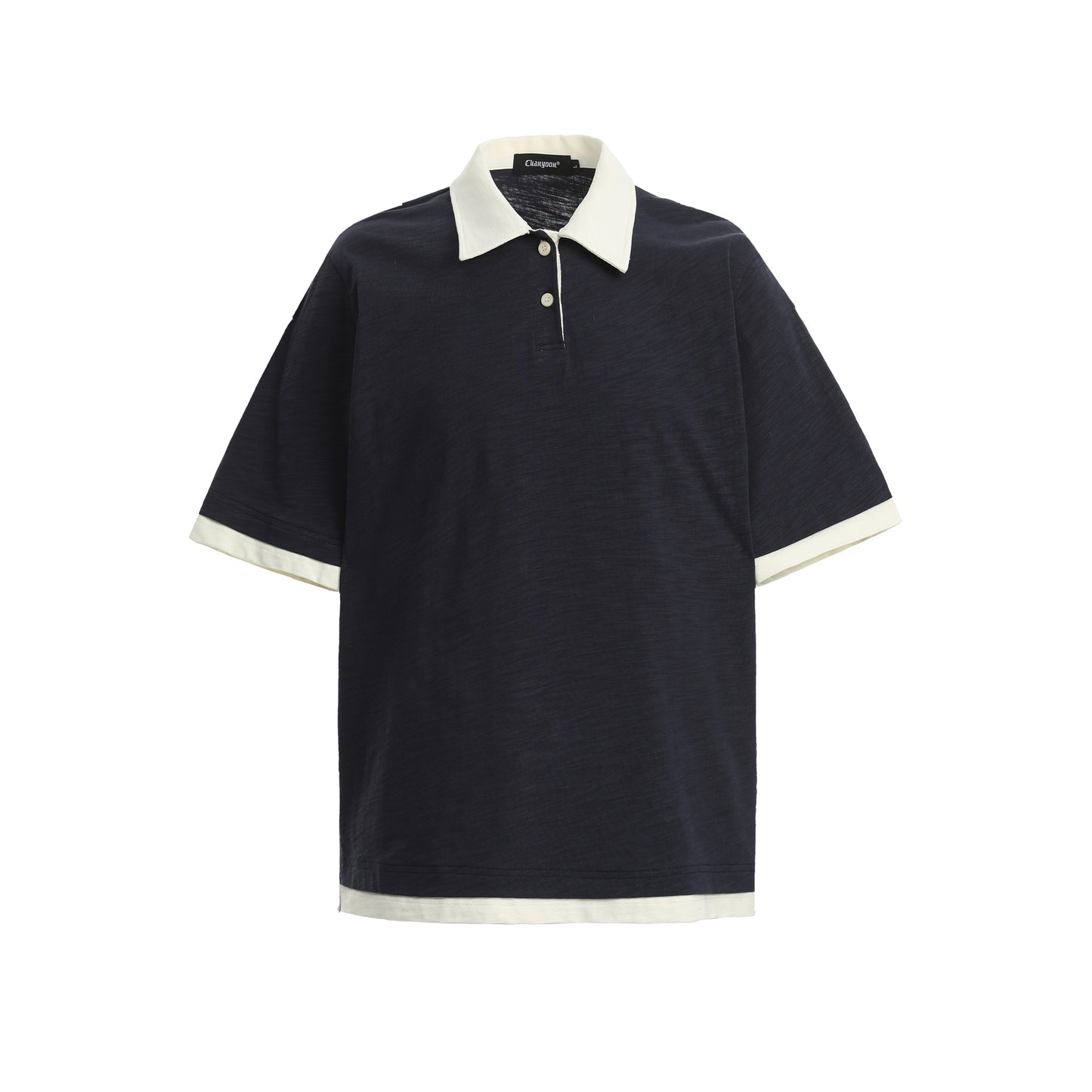 Contrasting Layered Polo Tee Retro Fake Two Piece Collar Tee
