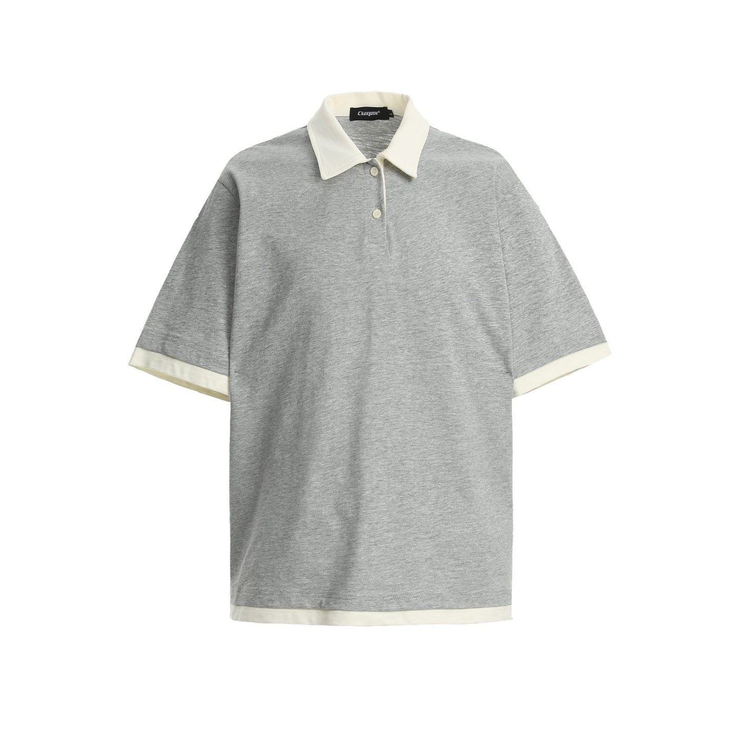 Contrasting Layered Polo Tee Retro Fake Two Piece Collar Tee