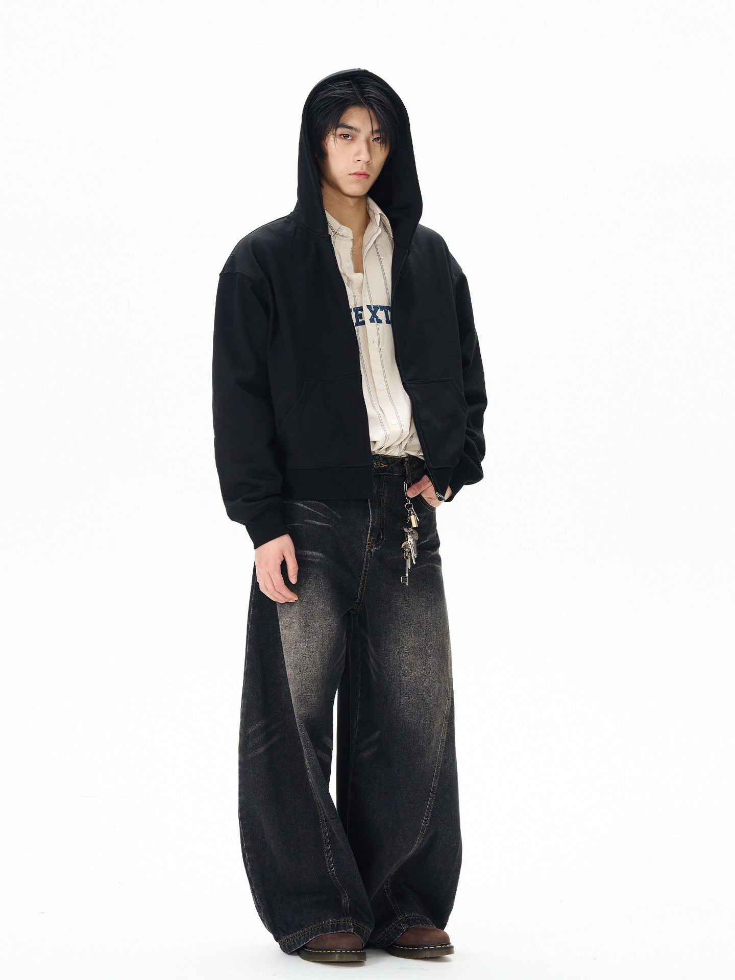 Relaxed Fit Banana Leg Jeans Curved Wide Leg Denim Jeans