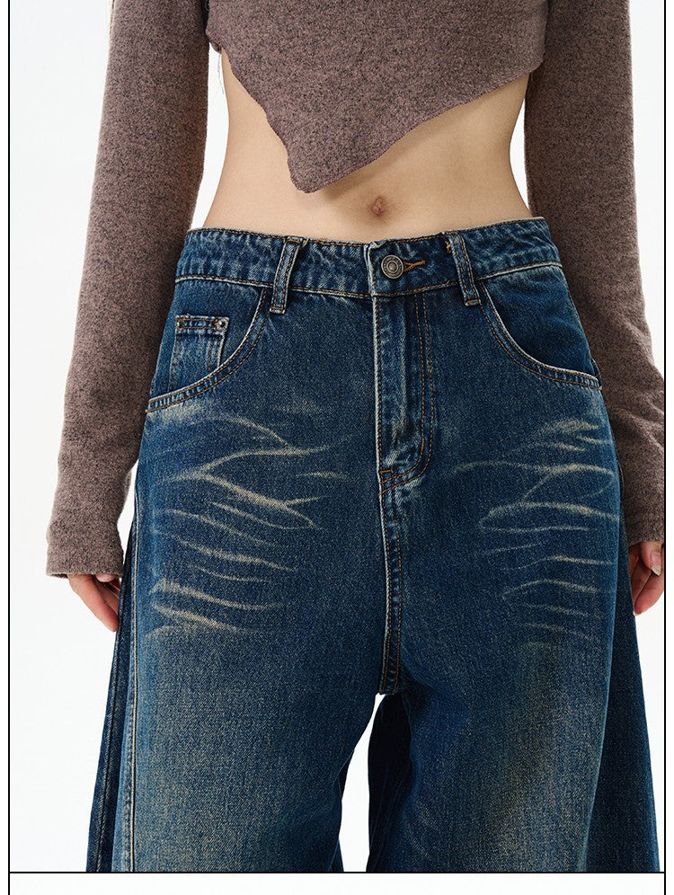 Relaxed Fit Banana Leg Jeans Curved Wide Leg Denim Jeans