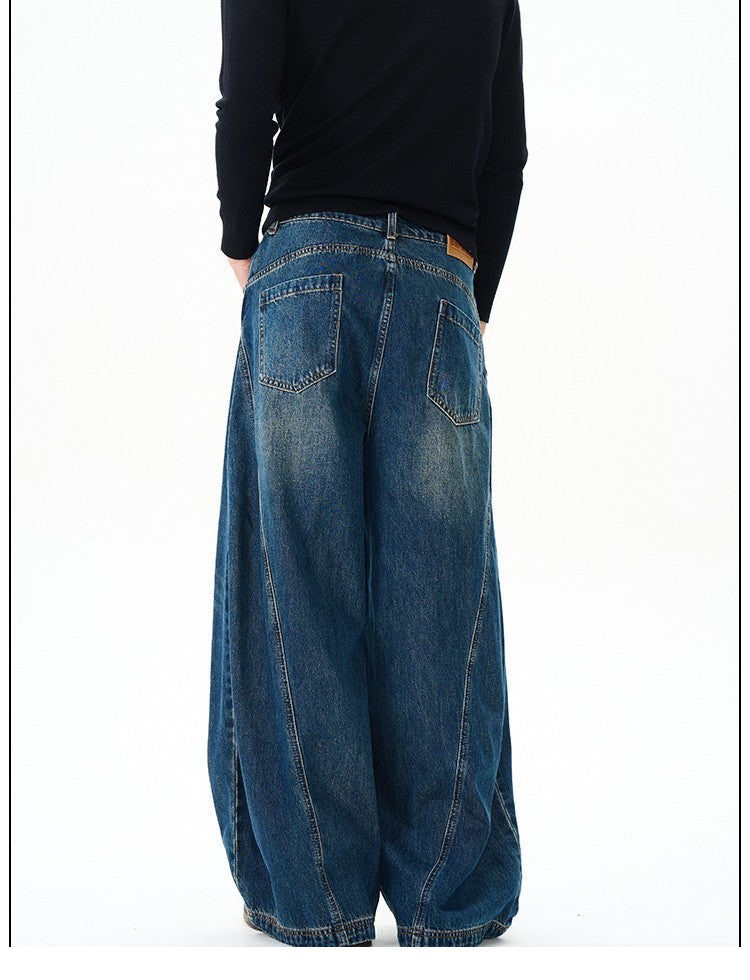 Relaxed Fit Banana Leg Jeans Curved Wide Leg Denim Jeans