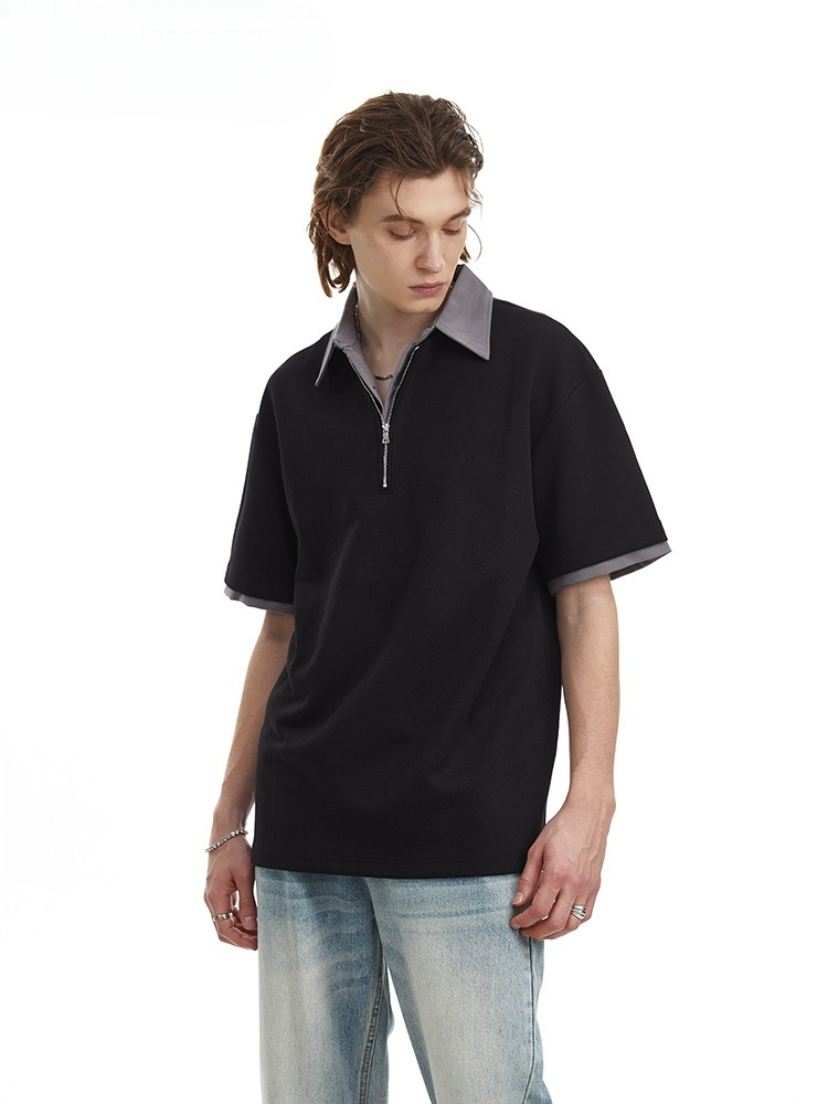 Relaxed Fit Half-Zip Polo Men's Heavyweight Design Shirt