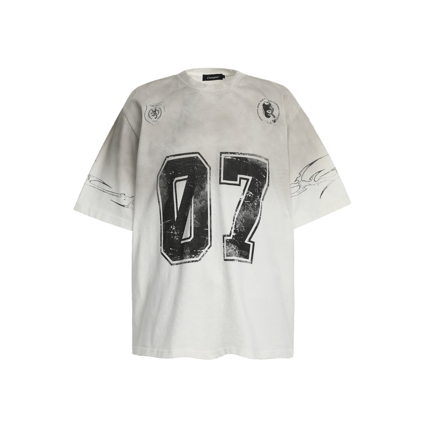 Relaxed Fit Streetwear Graphic Tee Distressed Mottled Print T-shirt