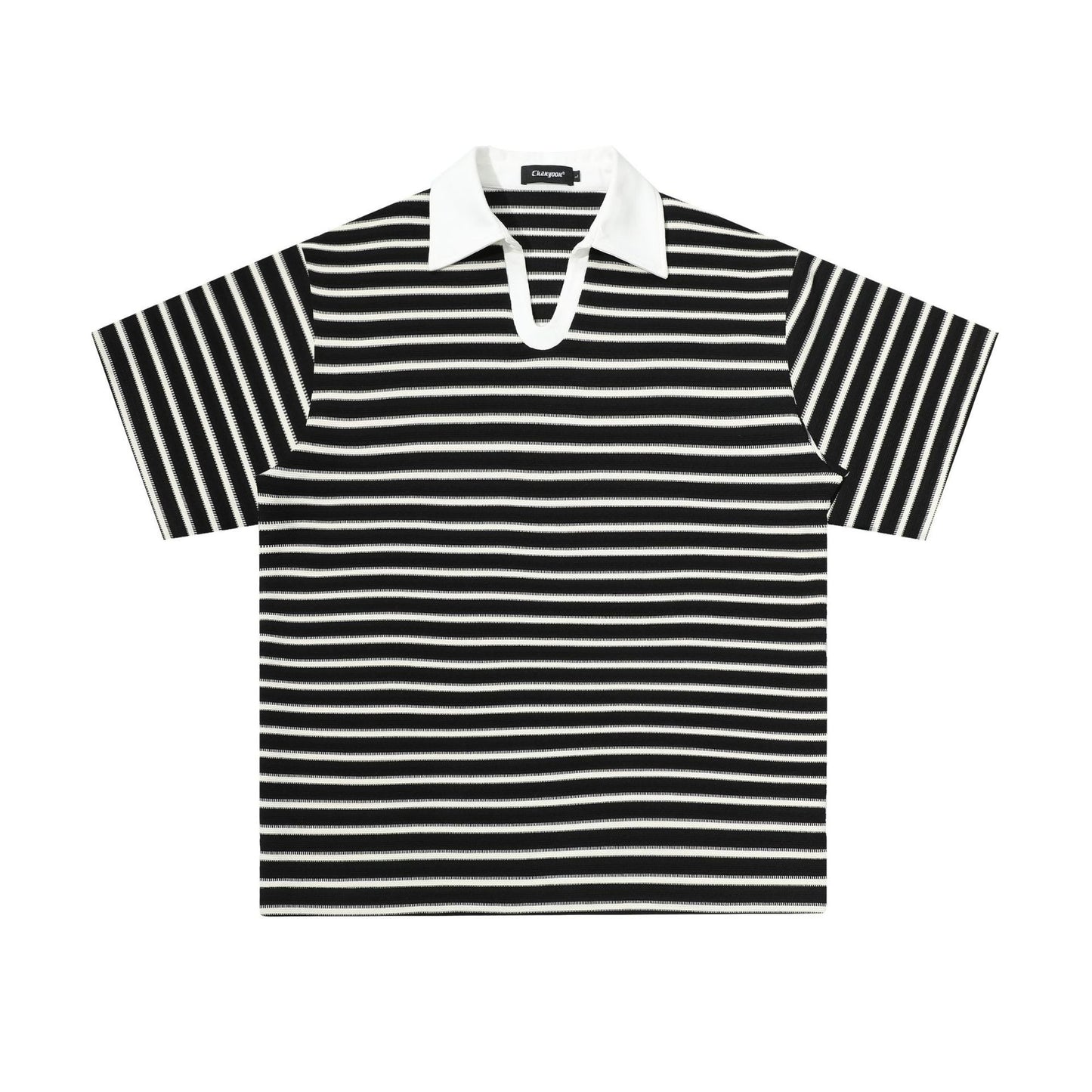 Relaxed Fit Striped Polo Shirt Men's Vintage Contrast Collar Top