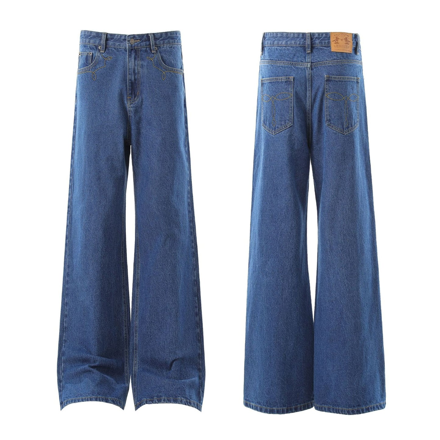 Retro Baggy Denim with Contrast Stitch