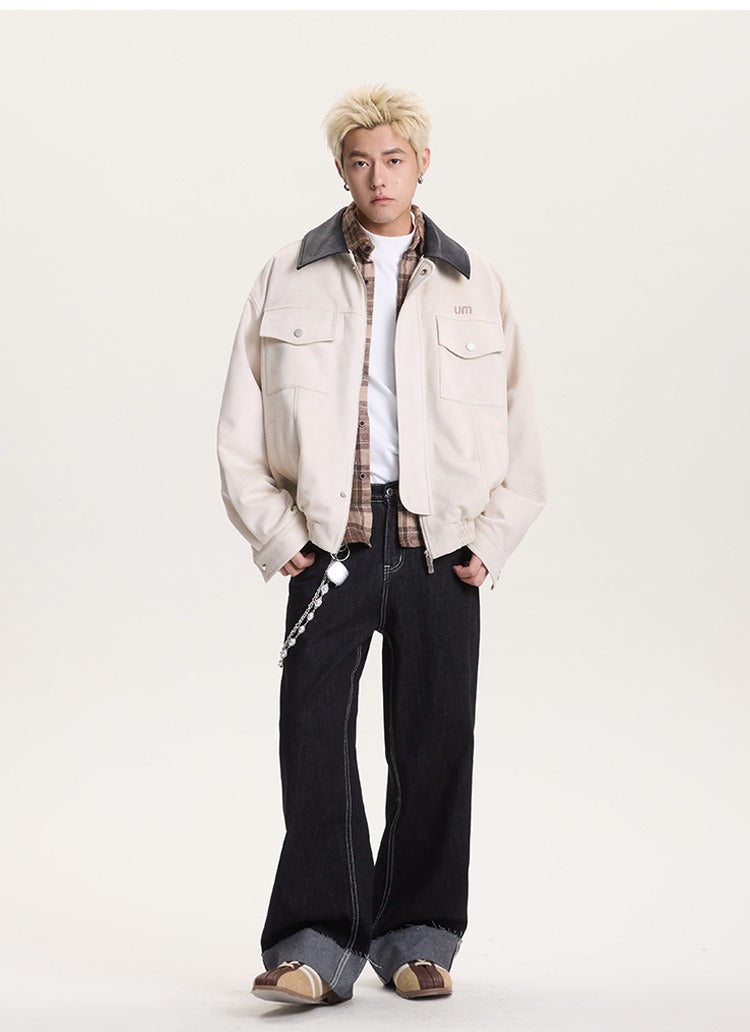 Retro Barn Jacket Contrast Collar High Street