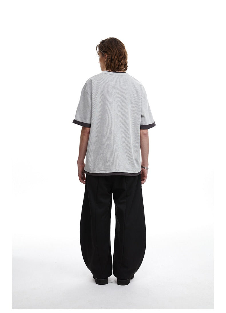 Retro Clean Fit Faux Layer Tee Men's Contrast Trim Top