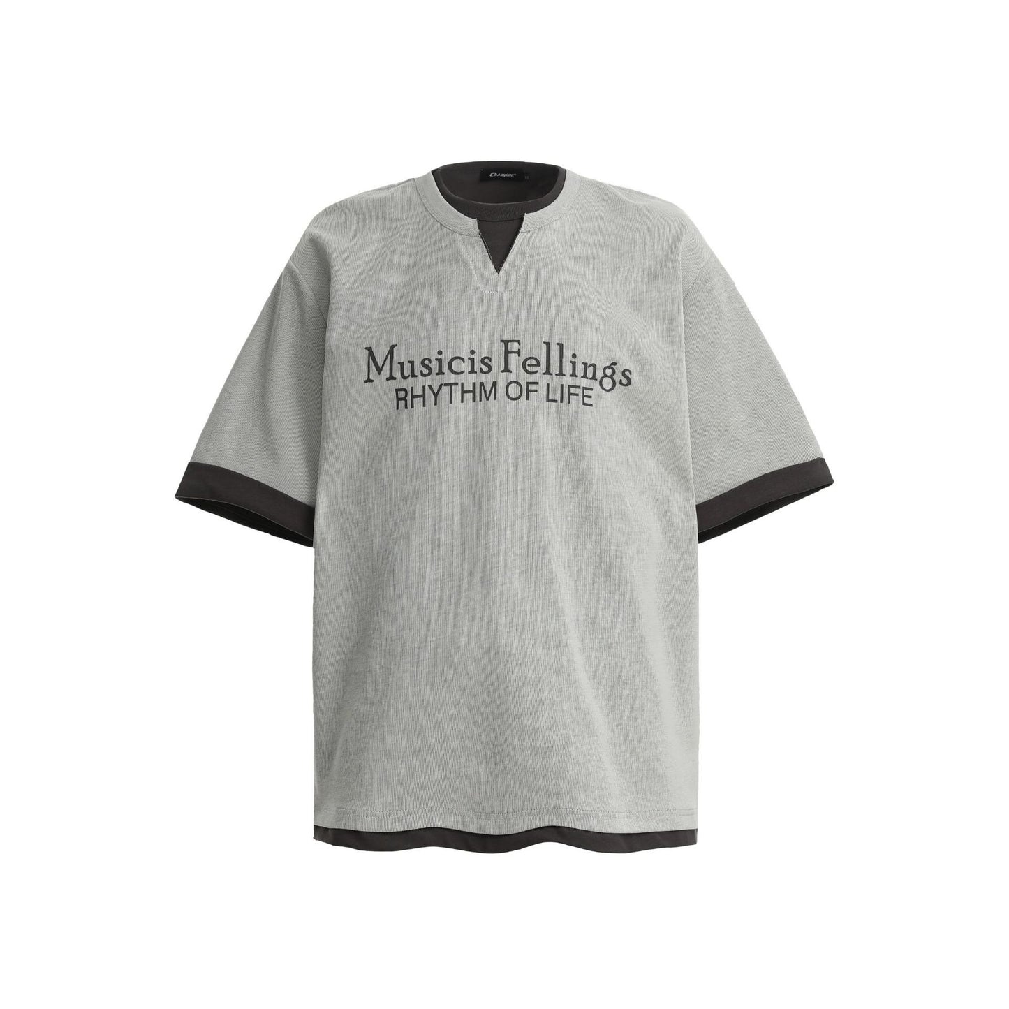 Retro Clean Fit Faux Layer Tee Men's Contrast Trim Top