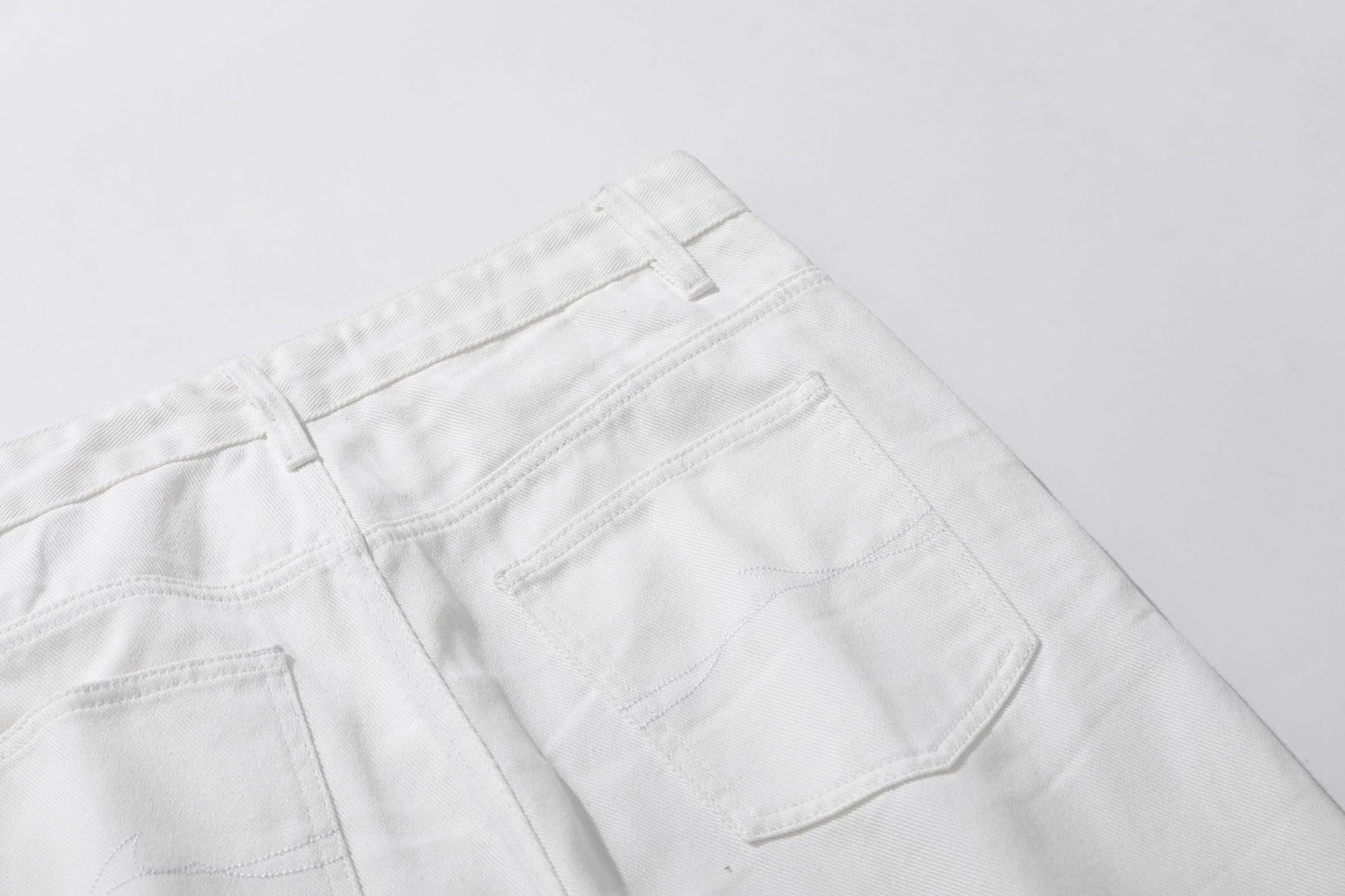 Retro Pintuck Detail White Jeans 3D Pleated Wide Leg Baggy Fit