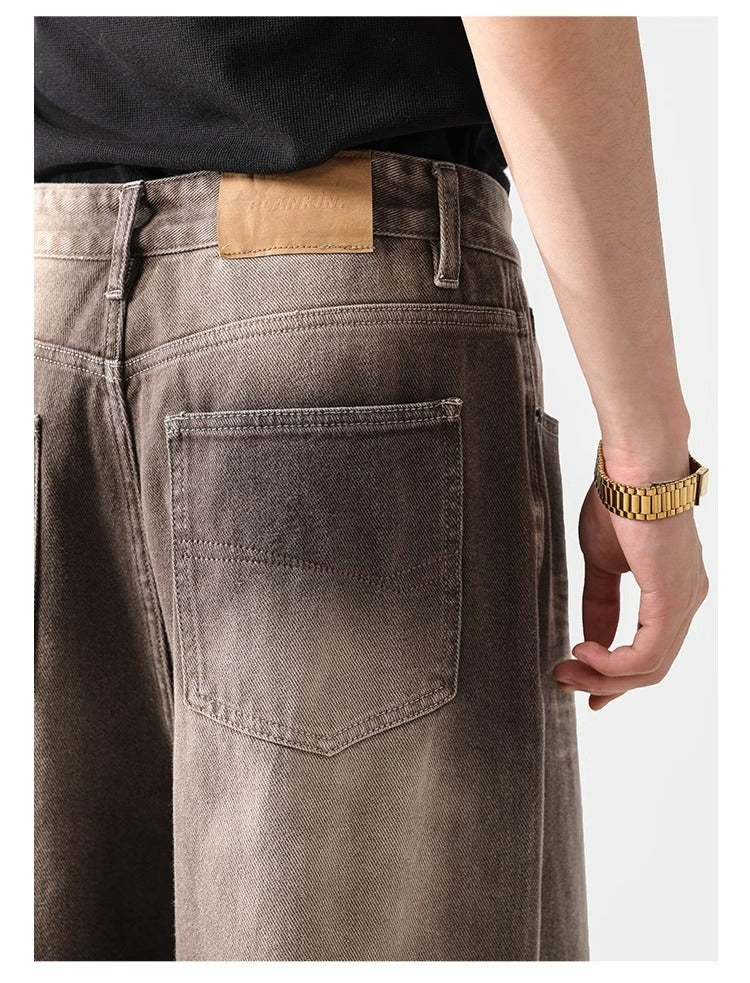 Retro Wave Wash Jeans - Unisex Loose Fit Straight Leg