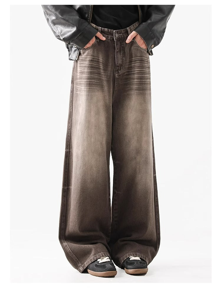 Retro Wave Wash Jeans - Unisex Loose Fit Straight Leg