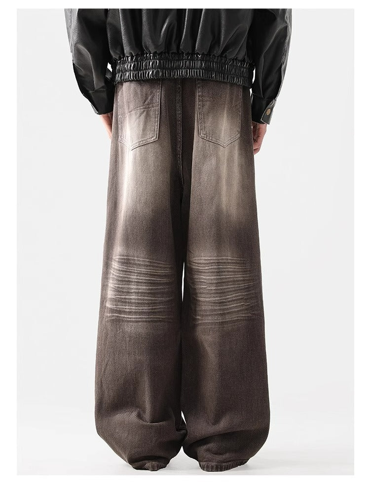 Retro Wave Wash Jeans - Unisex Loose Fit Straight Leg